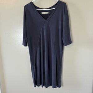 Abercrombie & Fitch Tunic Dress Navy Blue 3/4 Sleeve Shift Sz Large Tall